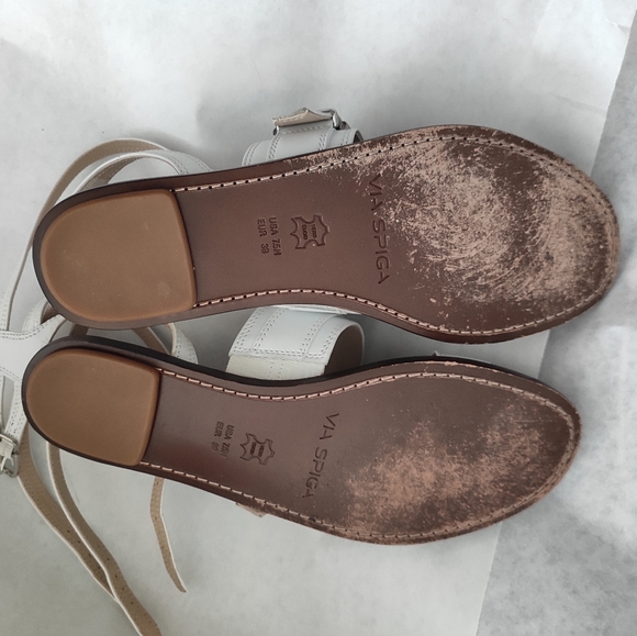 Via Spiga Sedana Sandals White Leather Buckle Size 7.5 - Picture 12 of 12